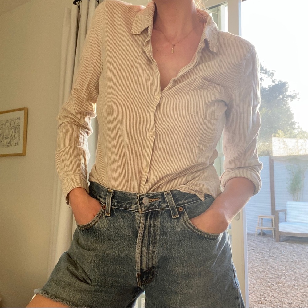 STRIPED LINEN BLOUSE